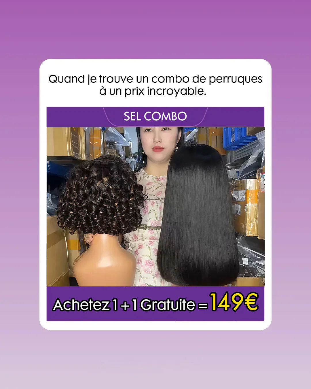 Perruque événement à durée limitée « achetez-en une, obtenez-en une gratuitement »