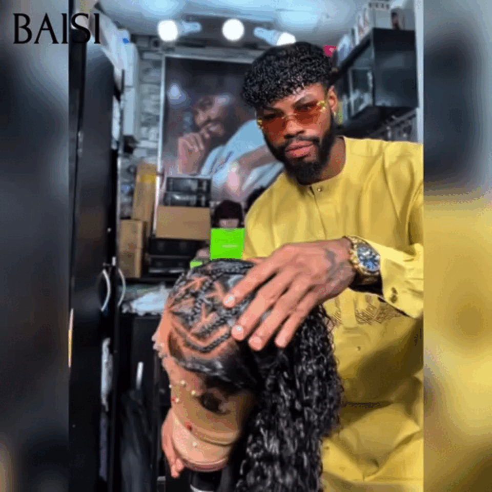 BAISI PROMO Nouveau produit 13x4 lace frontal Perruque 16 pouce 99€ curly wave avec nattes raw hair en 100% Cheveux Humains