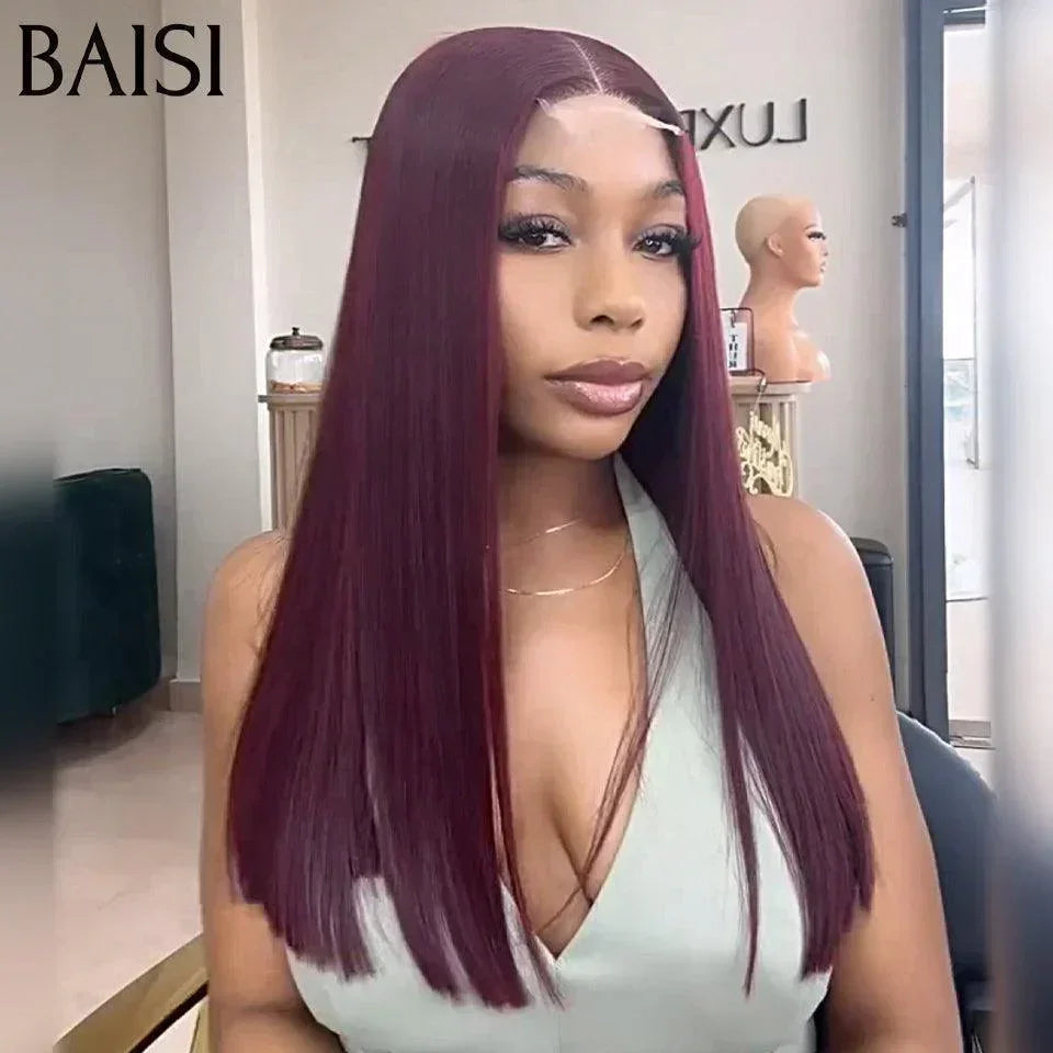 BAISI 2 Perruques 258€ 2X6 lace de luxe 100% Vietnam hair Lisse 2 Couleurs NOIR 8 Pouces ou 99J# 20Pouces en 100% Cheveux Humains BS65