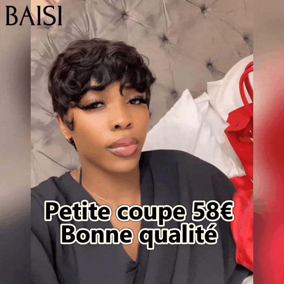 BAISI Perruque Pixie bouclé petite coupe Mixte brun Couleur 68€ ou Noir 6 pouces 58€ Moitié Prix En 100% Cheveux Humains MP50