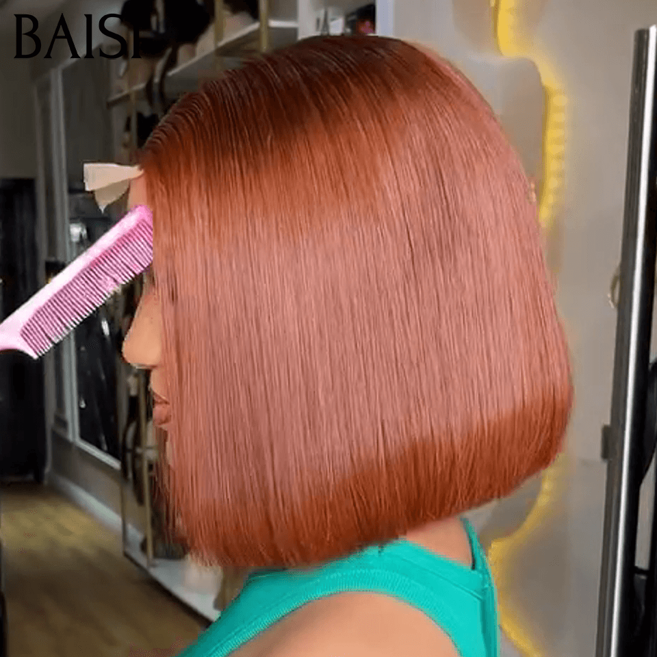 BAISI Perruque Lisse DE luxe Bob 2x6 Lace 8 Pouces 118€100% Vietname Hair en couleur NOIR ou Marron #4 En 100% Vrais Cheveux Humains BS65