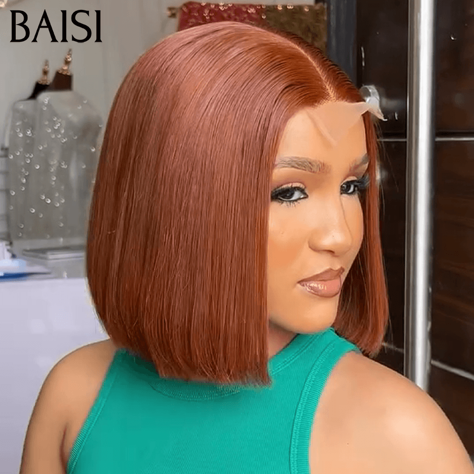 BAISI Perruque Lisse DE luxe Bob 2x6 Lace 8 Pouces 118€100% Vietname Hair en couleur NOIR ou Marron #4 En 100% Vrais Cheveux Humains BS65