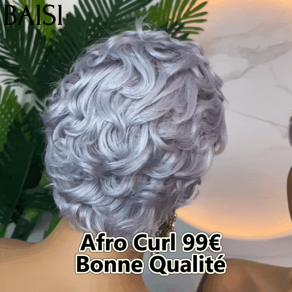 BAISI Peluca con ondas de dedo Pixie frontal de encaje 13x4 corte pequeño 6 pulgadas 79 € en cabello 100% humano B FR20