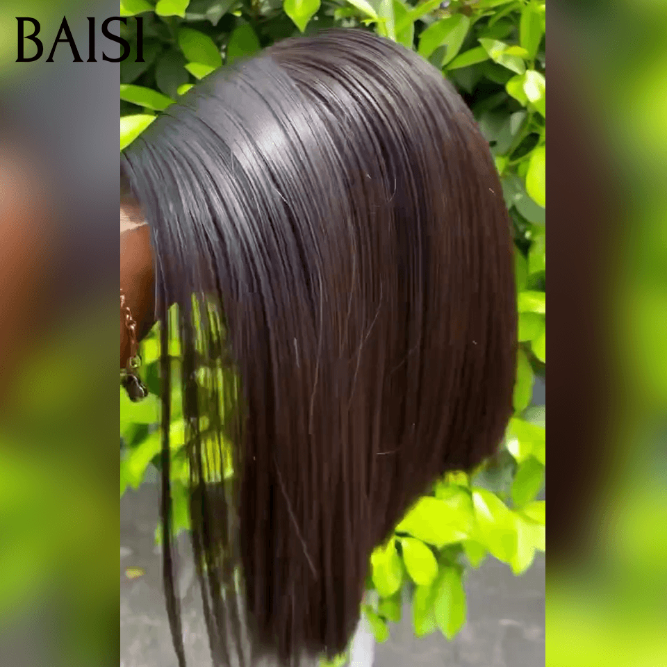 BAISI Peruca frontal lace 13x4 10 polegadas cabelo natural 76€ ou lace 2X6 liso 10 polegadas bob de luxo 98€