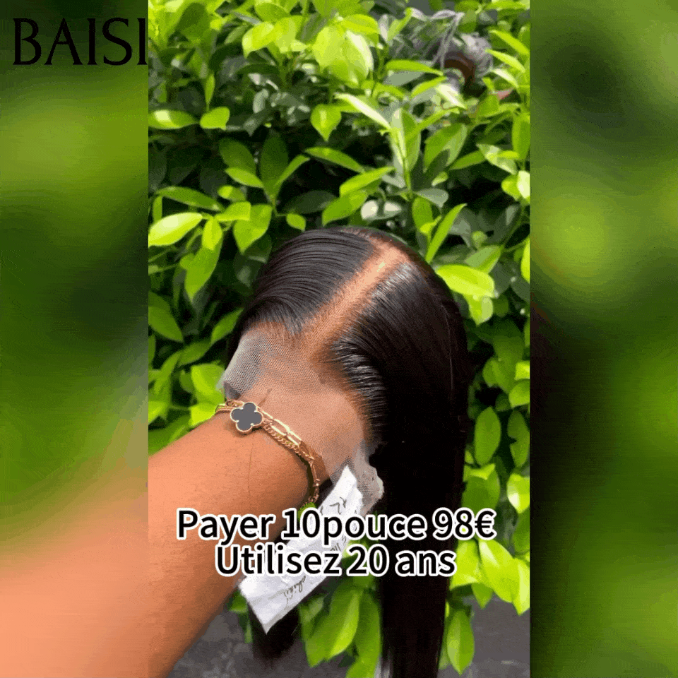 BAISI Peruca frontal lace 13x4 10 polegadas cabelo natural 76€ ou lace 2X6 liso 10 polegadas bob de luxo 98€