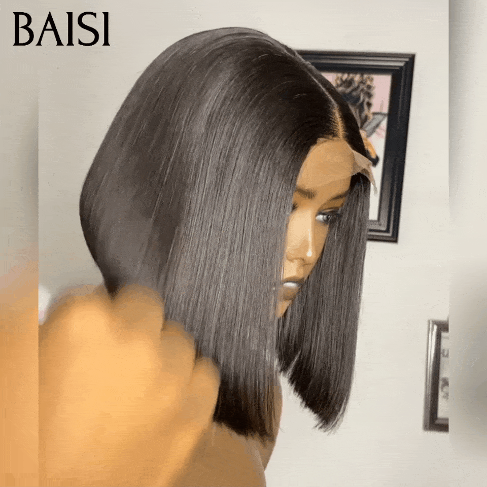 BAISI Achetez 2 perruques minimum au prix d'usine fournisseur 13X4 Pixie En Couleur marron 4# ou 2X6 lace bob 8 Pouces DE luxe en 100% Cheveux Humains Pas Besoins De Code