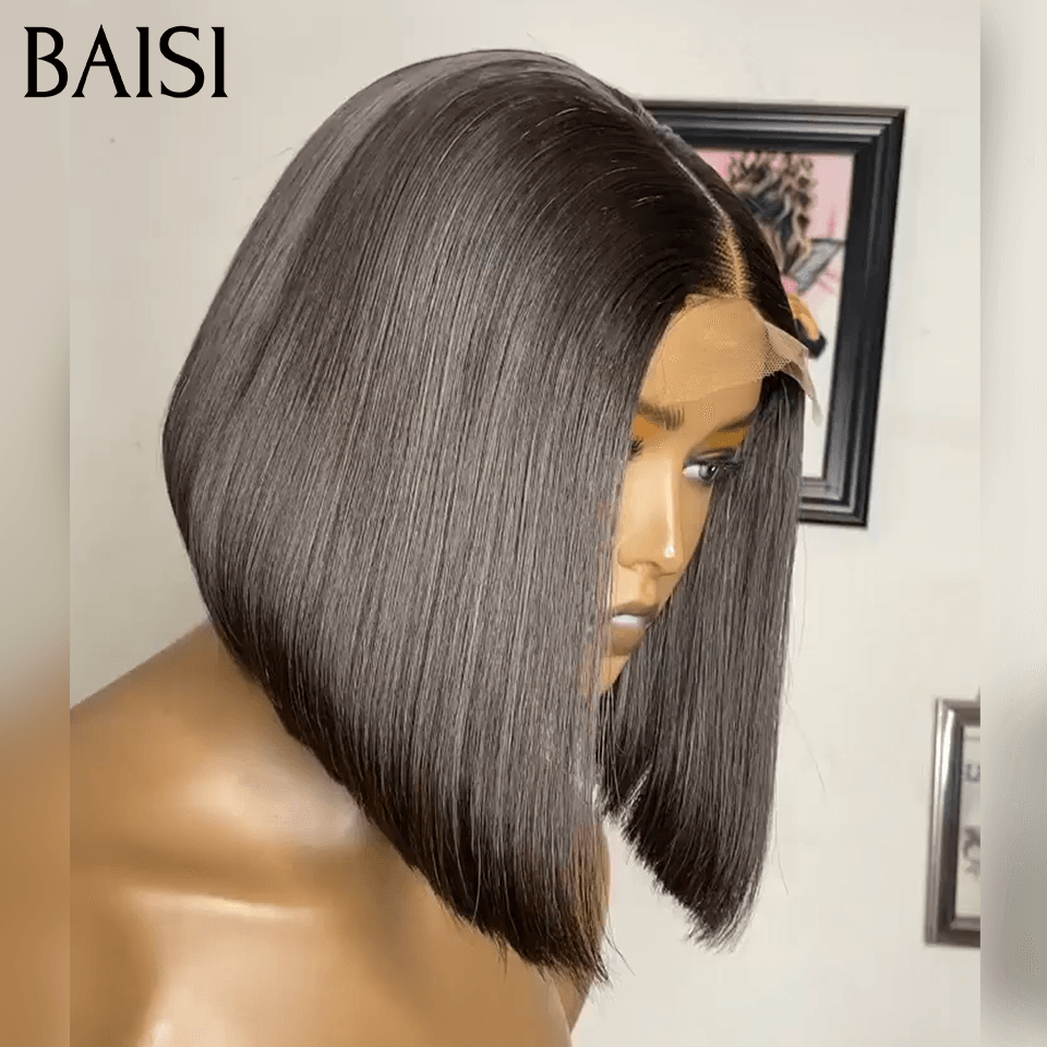 BAISI Achetez 2 perruques minimum au prix d'usine fournisseur 13X4 Pixie En Couleur marron 4# ou 2X6 lace bob 8 Pouces DE luxe en 100% Cheveux Humains Pas Besoins De Code