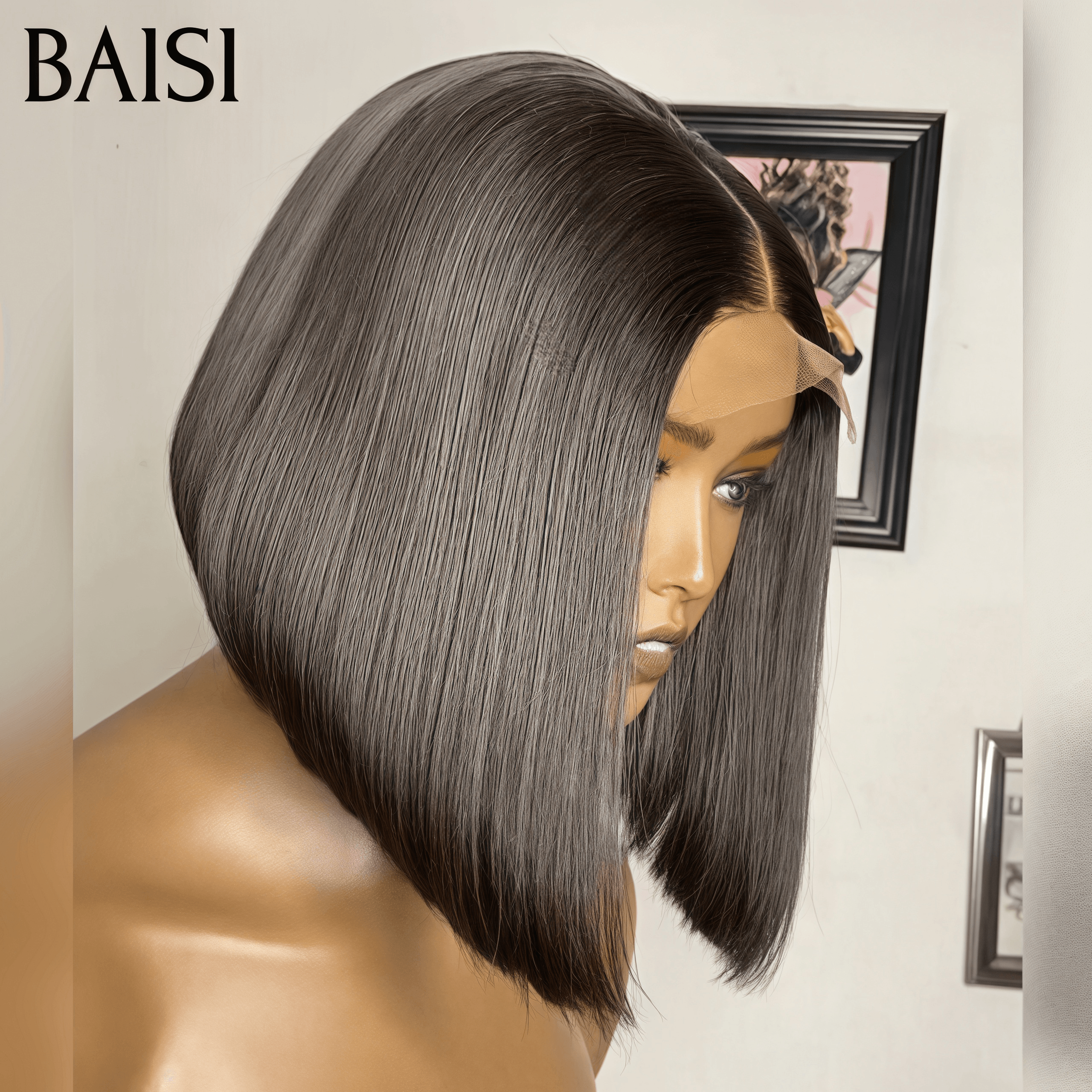 BAISI Achetez 2 perruques minimum au prix d'usine fournisseur 13X4 Pixie En Couleur marron 4# ou 2X6 lace bob 8 Pouces DE luxe en 100% Cheveux Humains Pas Besoins De Code