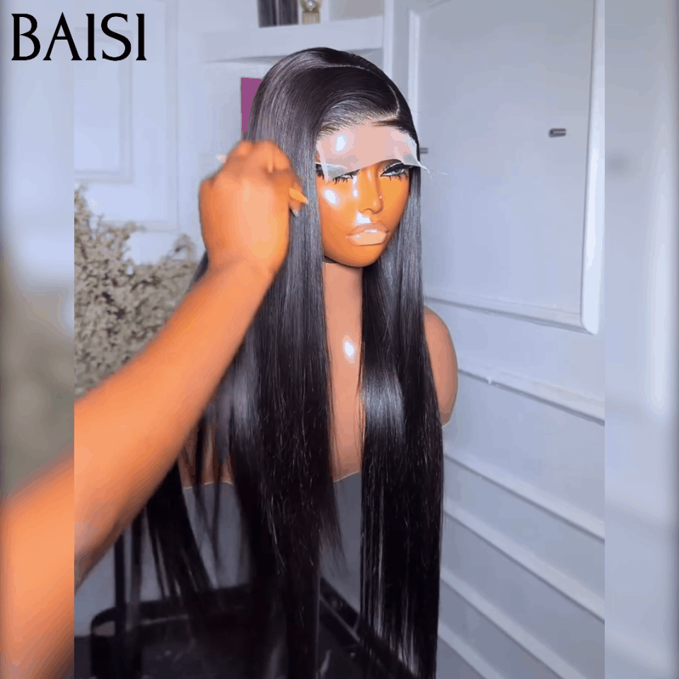 BAISI Achetez 2 perruques minimum au prix d'usine fournisseur 4x4 Closure Perruque Lisse En 100% Cheveux Humains En Cheveux Indians Brésiliens De Bonne Qualité (Pas besoins de code)