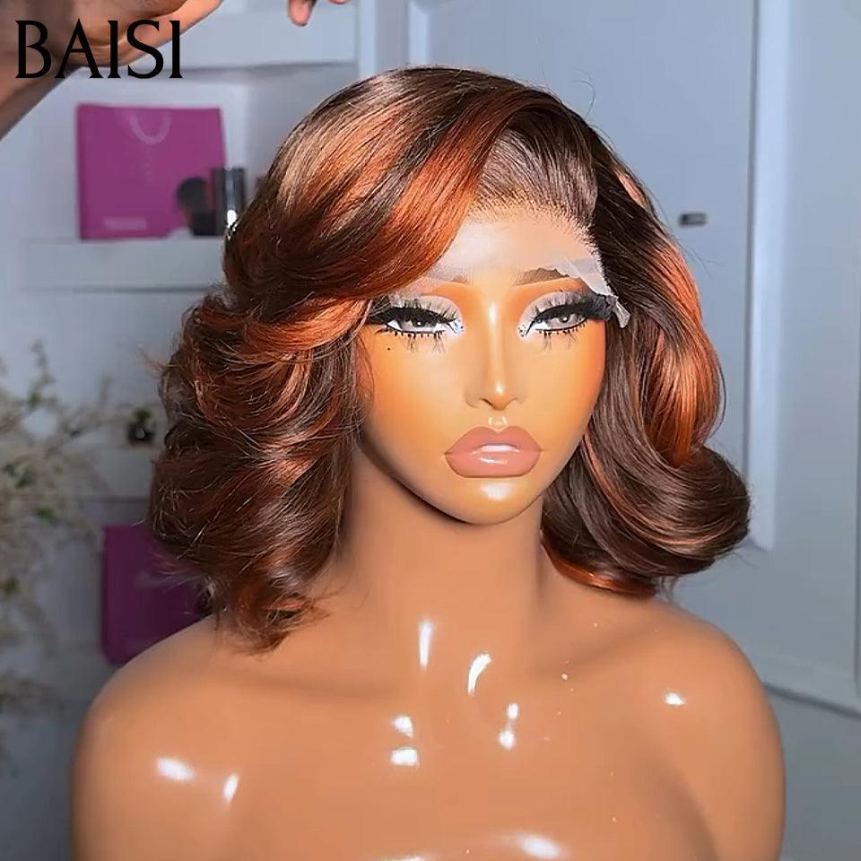 BAISI Achetez 2 perruques minimum au prix d'usine fournisseur Perruques Bob en Couleur 4#mix27# de Luxe Lisse A1 Fabriquées par les cheveux double drawn Vietnam Hair 300% densité plus de 20 ans d' utilisations ou 4X4 egg wave 4#350# 10 pouces