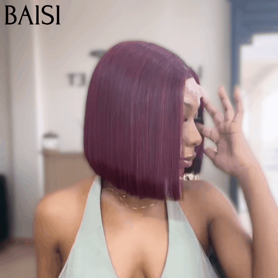BAISI Achetez 2 perruques minimum au prix d'usine fournisseur Perruques 13X4 lace Bob En Couleur Miel avec Racine Marron 4T27# ou 2x6 lace Bordeaux 99J# 10 Poucesde Luxe Lisse A Vietnam Hair 300% densité plus de 20 ans d' utilisations