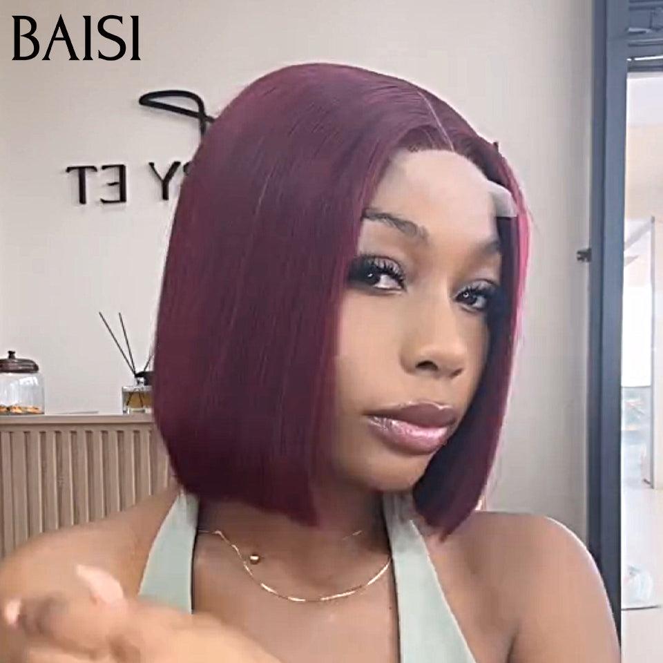BAISI Achetez 2 perruques minimum au prix d'usine fournisseur Perruques 13X4 lace Bob En Couleur Miel avec Racine Marron 4T27# ou 2x6 lace Bordeaux 99J# 10 Poucesde Luxe Lisse A Vietnam Hair 300% densité plus de 20 ans d' utilisations