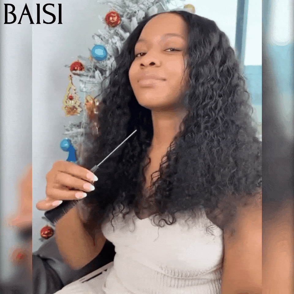 BAISI 4X4 Closure Perruque Naturelle Curly 200% Densité en 100% Cheveux humains