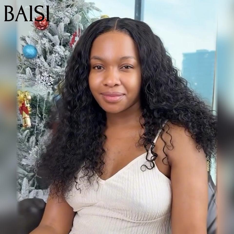 BAISI 4X4 Closure Perruque Naturelle Curly 200% Densité en 100% Cheveux humains