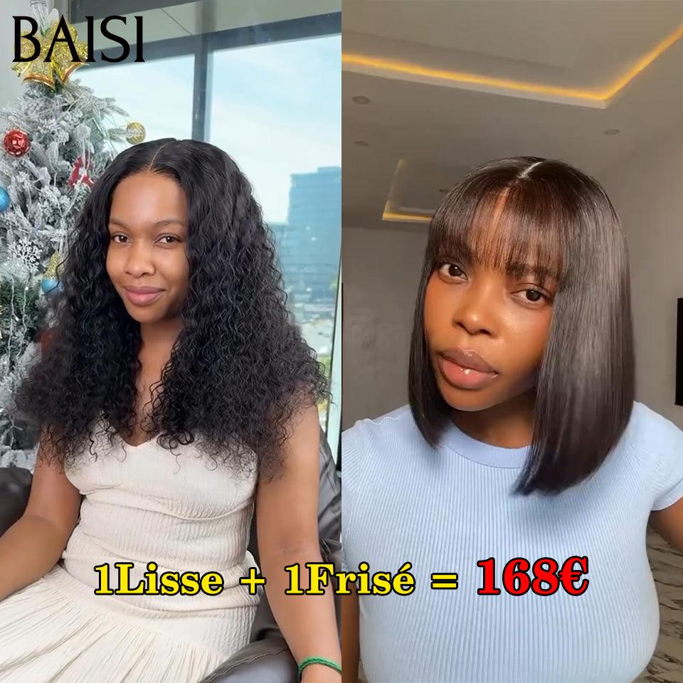 BAISI HAIR FR 2 Perruques Pixie 94€ En ou 2 bob 168€ 4X4 lace curly wave 14 pouces et avec frange 8 pouces lisse 100% Cheveux Humains