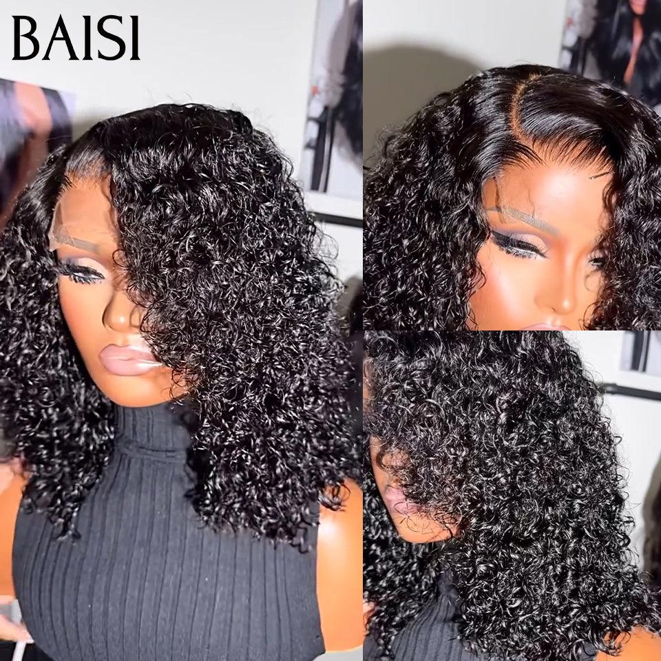 BAISI 100% Raw Hair Bob Curly wave 14 pouce 300% densité 98€ Moitié Prix pour revendre 4X4 lace en 100% vrais cheveux humains MP50