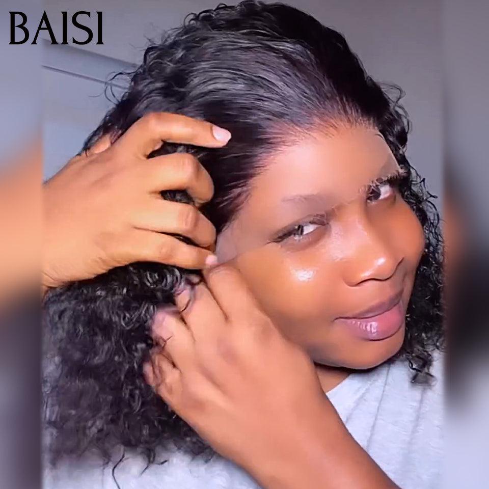 BAISI Achetez 2 perruques minimum au prix d'usine fournisseur en France TVA 0€ 48H arrivé 13x4 Frontal Bob Perruque Bouclée Curly 100% Cheveux Humains (Pas Besoins De Code)