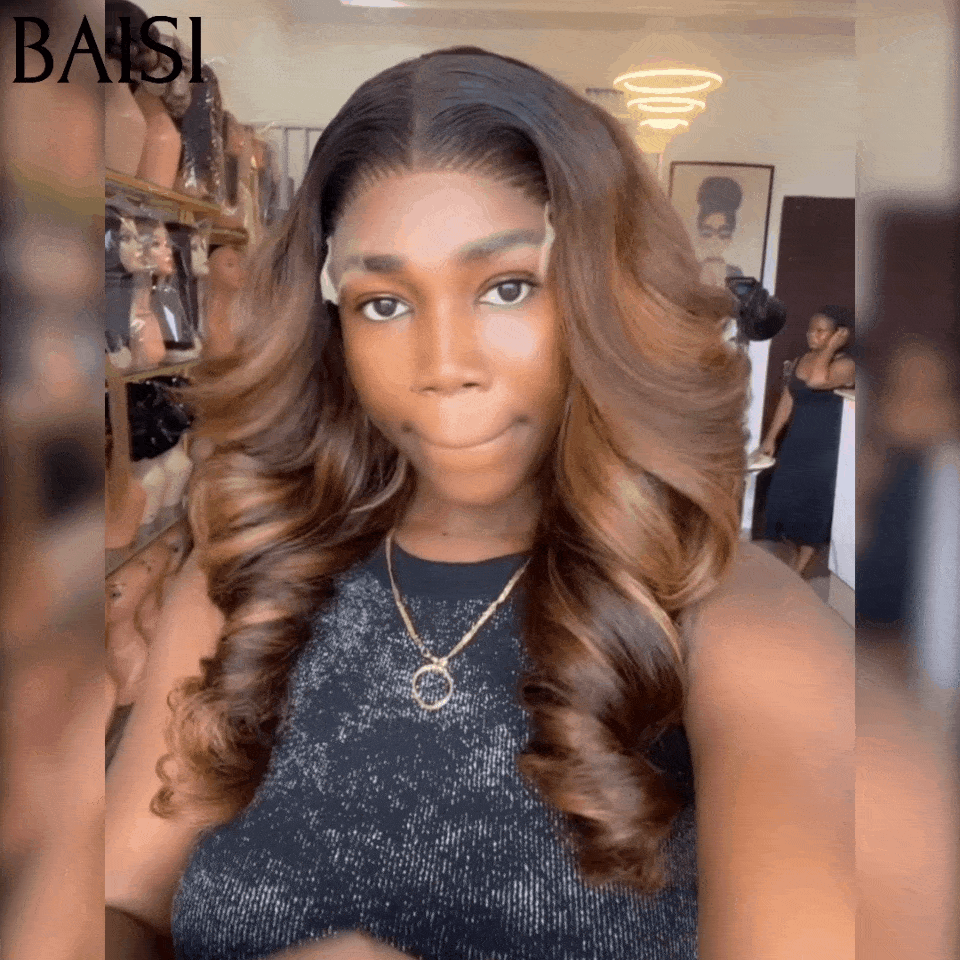 BAISI Achetez 2 perruques minimum au prix d'usine fournisseur Perruque 13X4 066C Bouncy Curly 4 Couleur 18 pouces ou 13X4 lace Bouncy Body wave 16 Pouces Mixte 200% densité plus de 20 ans d' utilisations en 100% Cheveux Humains (Pas Besoin de Code)