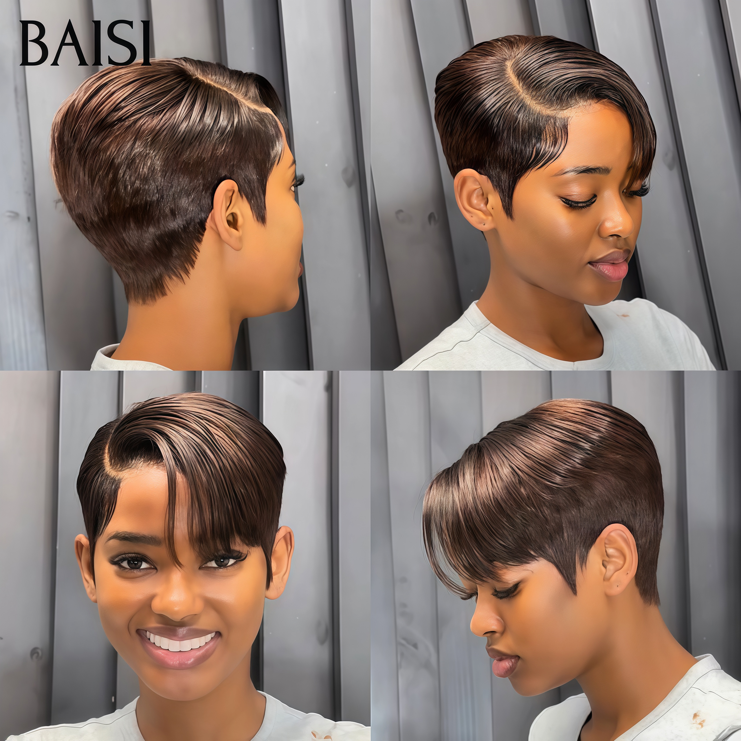 BAISI PROMO Offre spéciale Pixie Frontale 65€ NOIR Perruques Facile à porter en 100% vrais cheveux humains