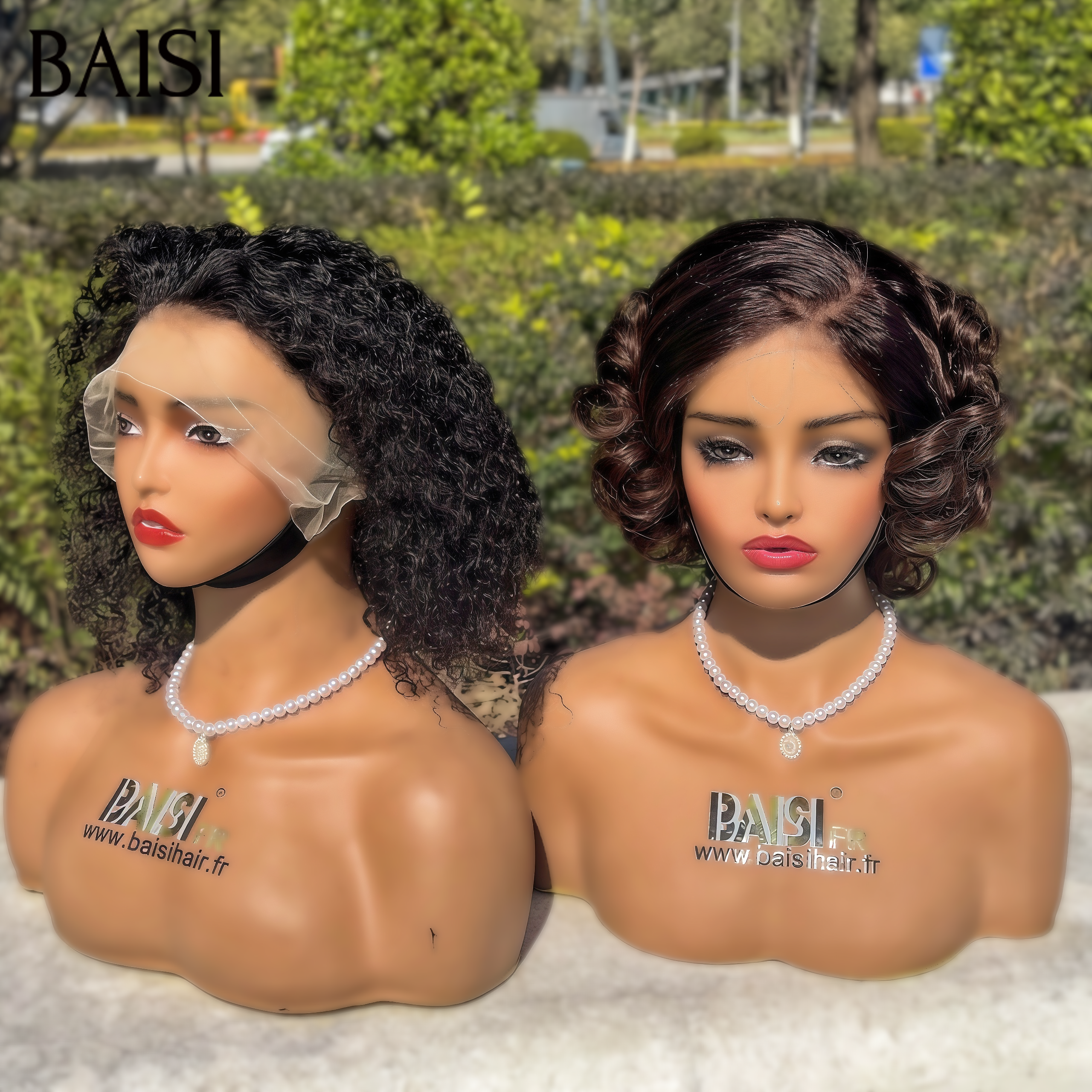 BAISI Perruque nouveau produit 13x4 lace curly wave 10 Pouces ou Egg wave 1BT4# Marron 12 Pouces 99€ 100% cheveux humains