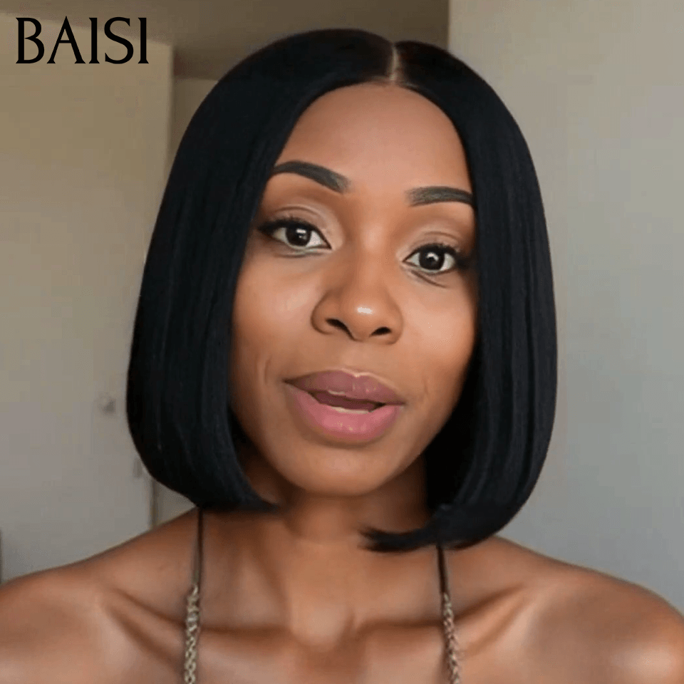 BAISI 100% Viêtnam Hair 2X6 Bob Perruque Naturelle Lisse BONE Straight 10 Pouce 108€ de luxe en 100% Cheveux humains