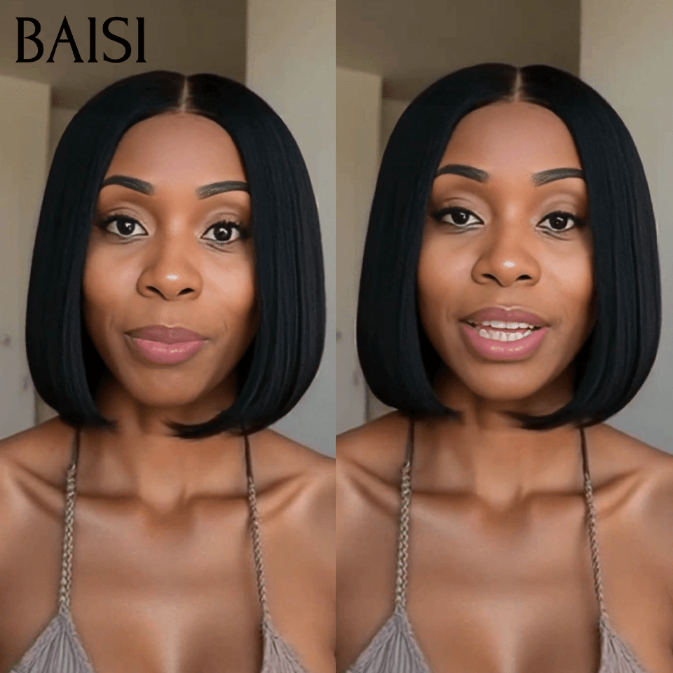 BAISI 100% Viêtnam Hair 2X6 Bob Perruque Naturelle Lisse BONE Straight 10 Pouce 108€ de luxe en 100% Cheveux humains