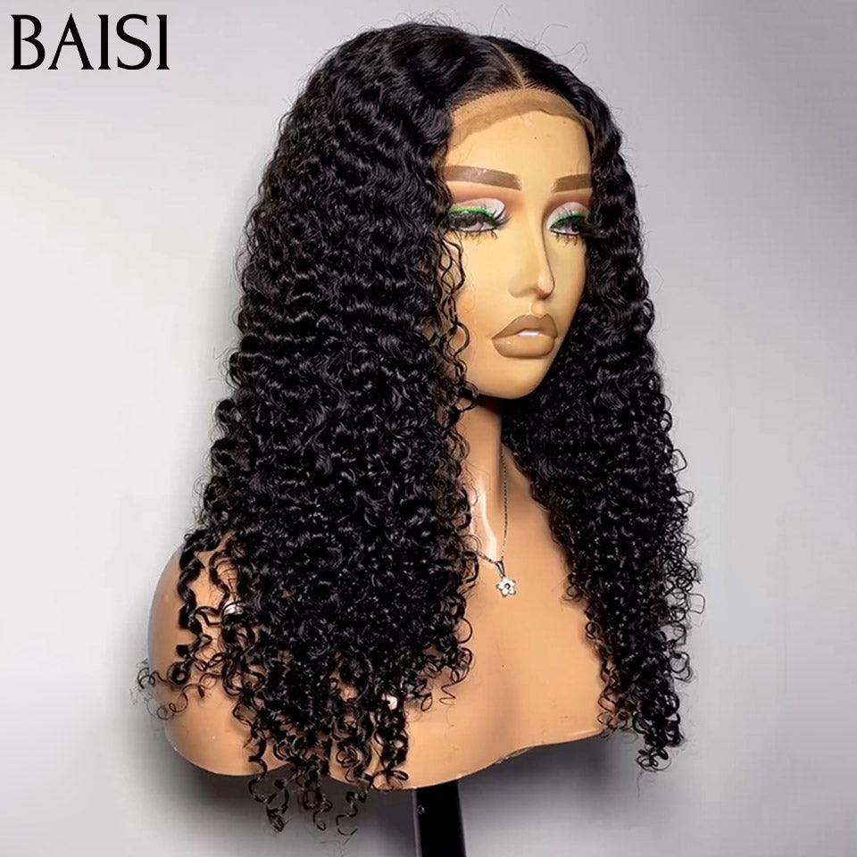 BAISI 4X4 Luxury Wigs Volume 300% Density Curly Wave Double Drawn Virgin Hair 14 Inches in 100% Human Hair FR20