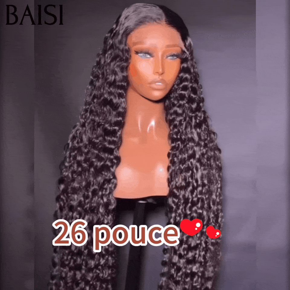 BAISI Achetez 2 perruques minimum au prix d'usine fournisseur 4X4 closure perruque trop longue curly wave NOIR en 100% cheveux humains