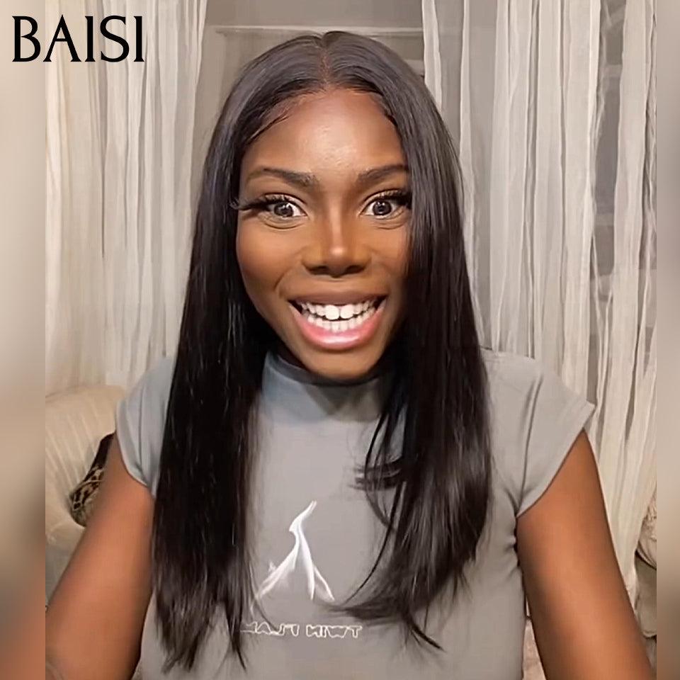 BAISI 13x6 Straight Glueless Lace Wig Already Cut Easy to Wear 100% Real Human Hair 16-30 Inches Code: BS120