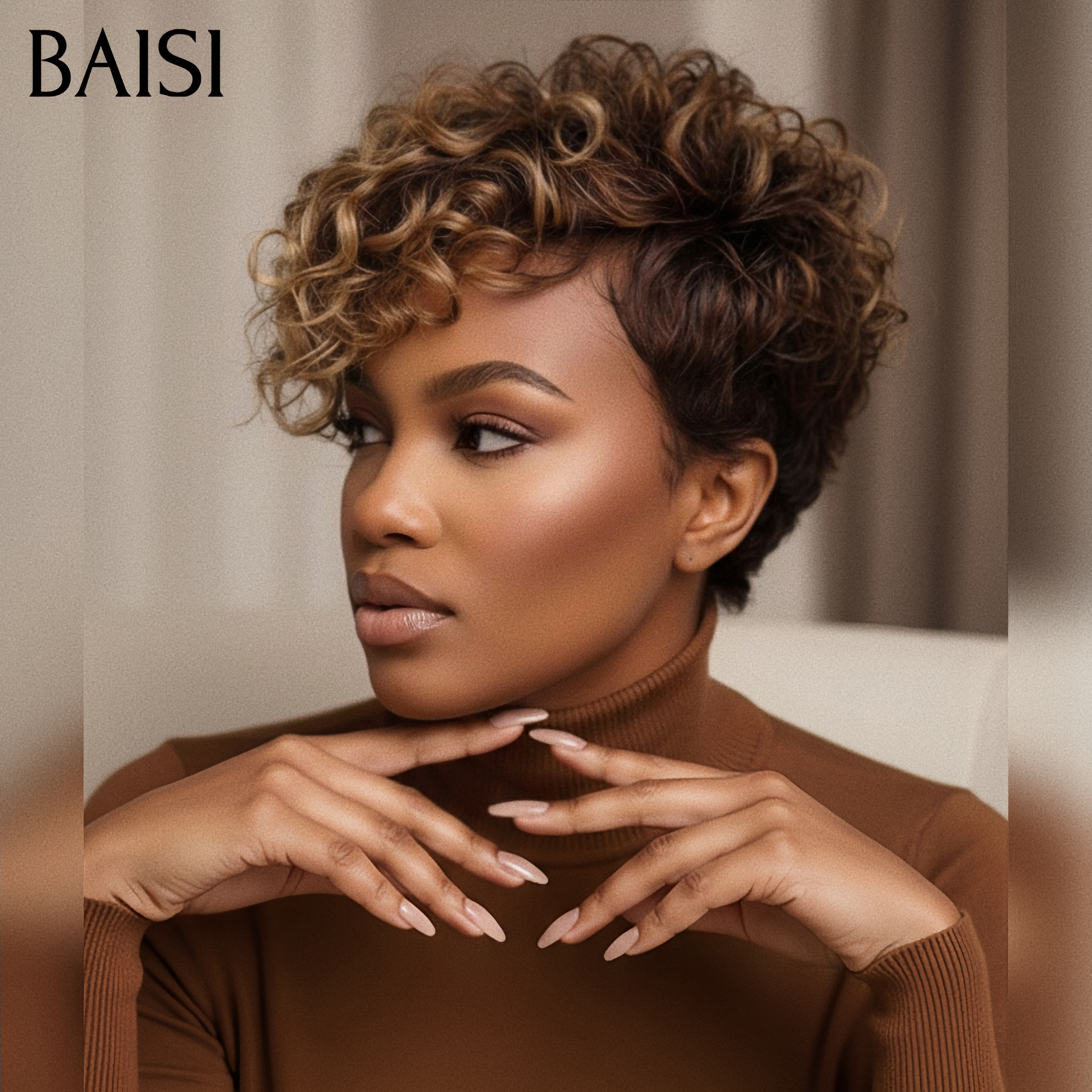 BAISI Offerta Lampo 69€ Parrucca Frontale Fashionable Hairstyle Pixie in colore personalizzato come da foto #996