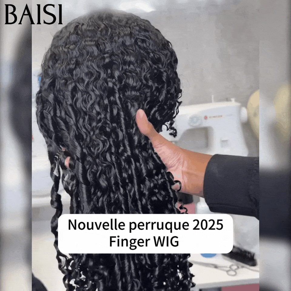 BAISI 13X4 HD lace frontal perruque finger wave en haut de gamme avec les Baby Hair naturel Couleur naturelle en 100% vrais cheveux humains