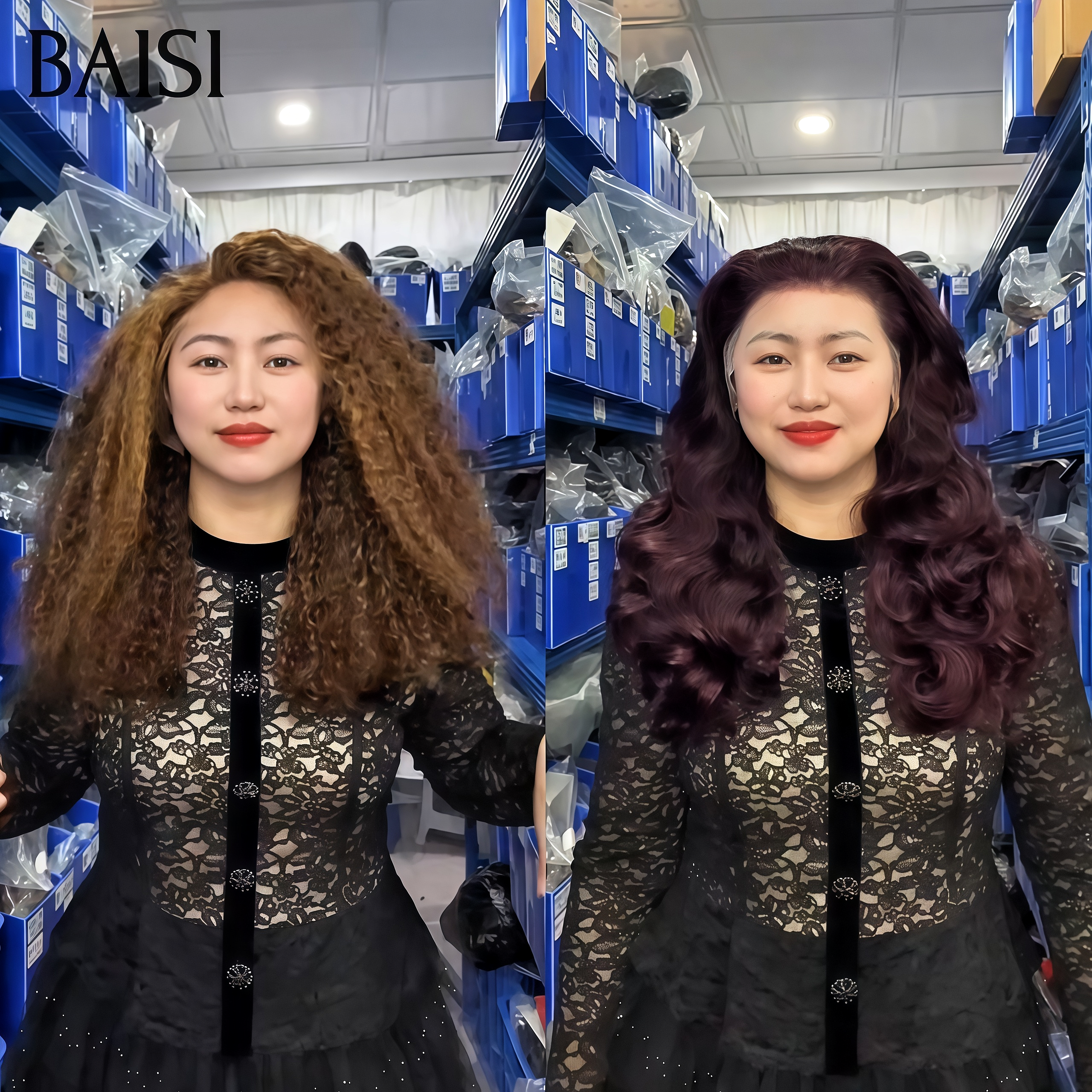 BAISI 13X4 lace frontal Perruques curly wave en couleur Marron Mixte Miel ou Body wave Bordeaux PROMO Offre spéciale en 100% vrais cheveux humains