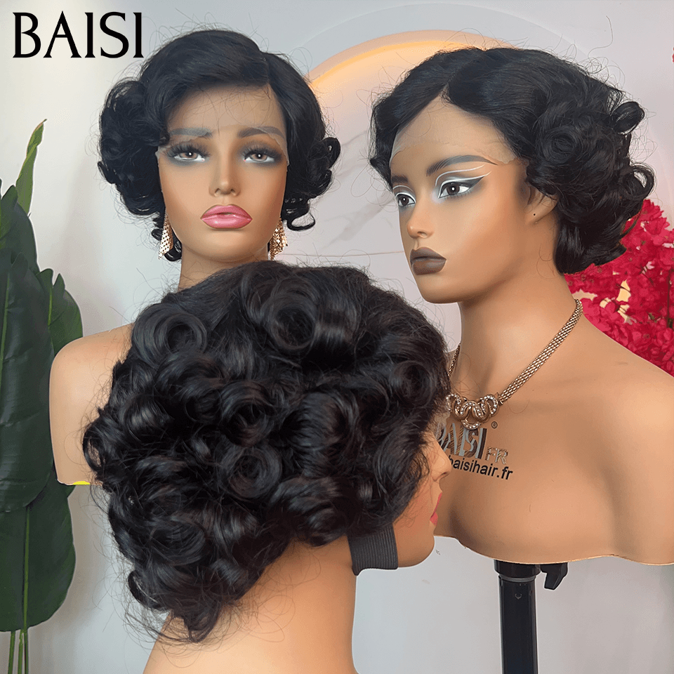 BAISI Achetez 2 perruques minimum au prix d'usine fournisseur Perruque 13X4 lace 100% Cheveux Humains Bouclée 6 pouces ( pas besoin de code)