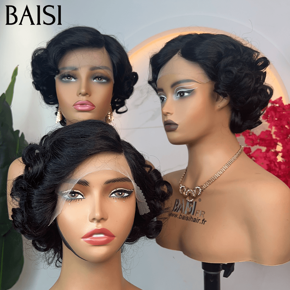 BAISI Achetez 2 perruques minimum au prix d'usine fournisseur Perruque 13X4 lace 100% Cheveux Humains Bouclée 6 pouces ( pas besoin de code)