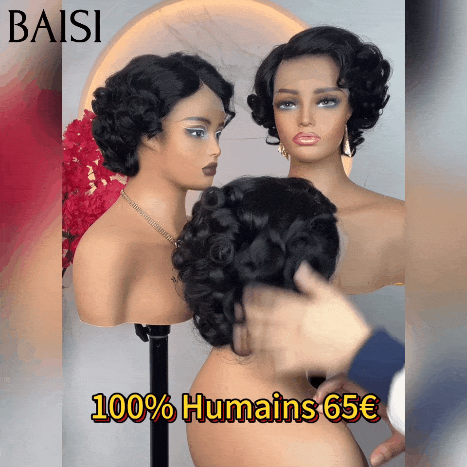 BAISI Achetez 2 perruques minimum au prix d'usine fournisseur Perruque 13X4 lace 100% Cheveux Humains Bouclée 6 pouces ( pas besoin de code)