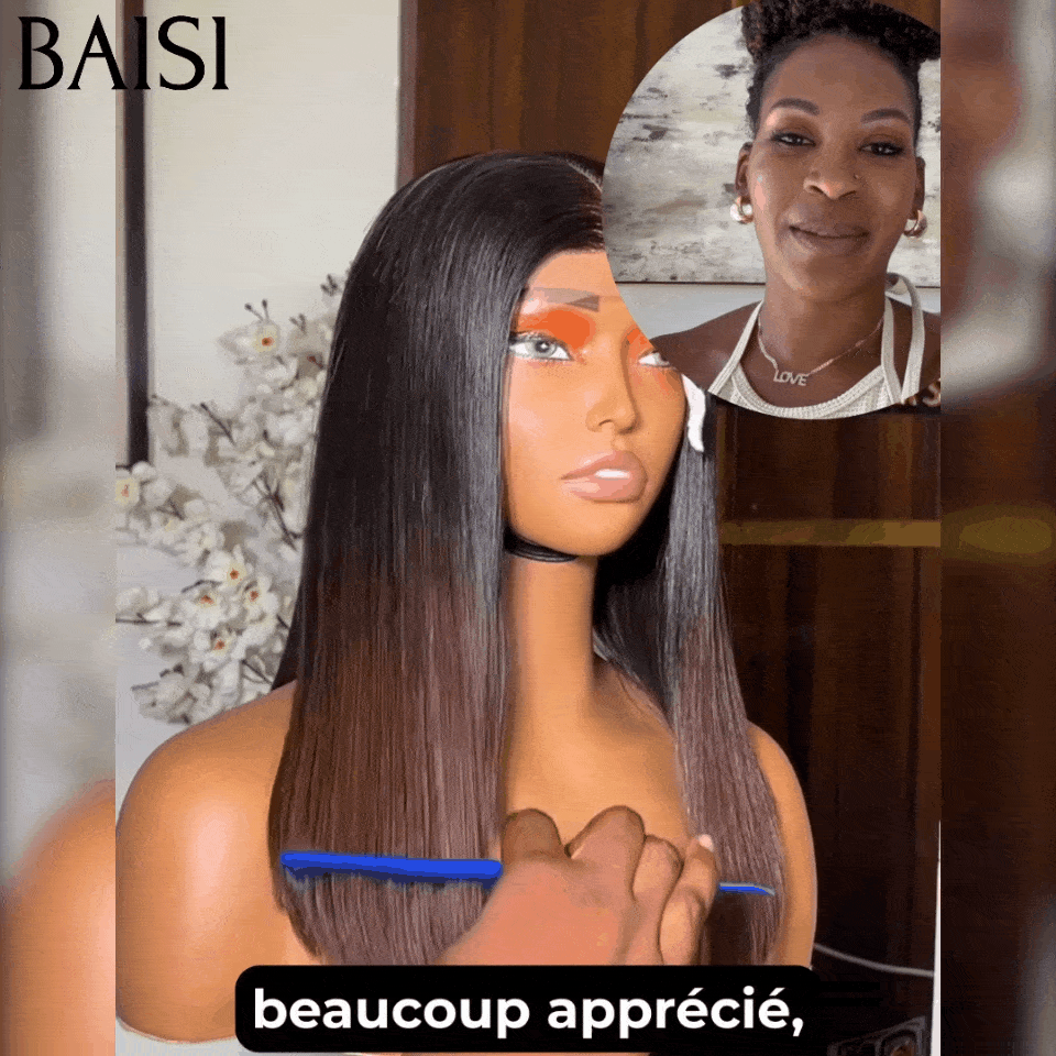 BAISI Perruque Lisse DE luxe Bob 2x6 Lace 100% Vietname Hair en Couleurs Marron 1BT4# 14 Pouces 140€ En 100% Vrais Cheveux Humains