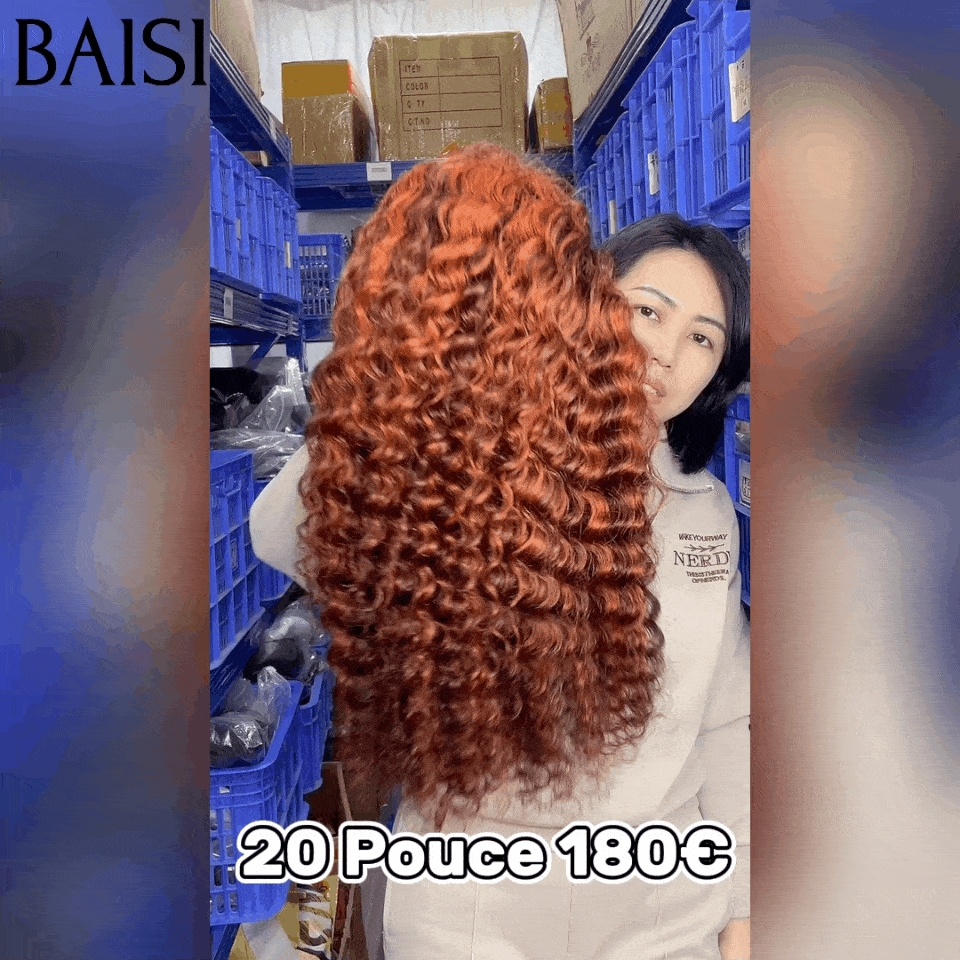 BAISI 13x4 Lace Frontal Deep Wave Perücke in der Farbe #1B Mixed Orange aus 100 % Echthaar