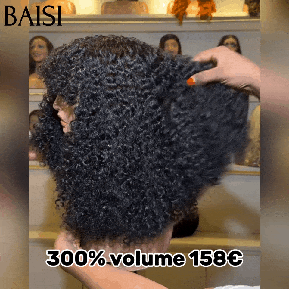 BAISI 300% Volume Grande Renda Frontal 13X6 Peruca Encaracolada 20 Polegadas em Cabelo 100% Humano