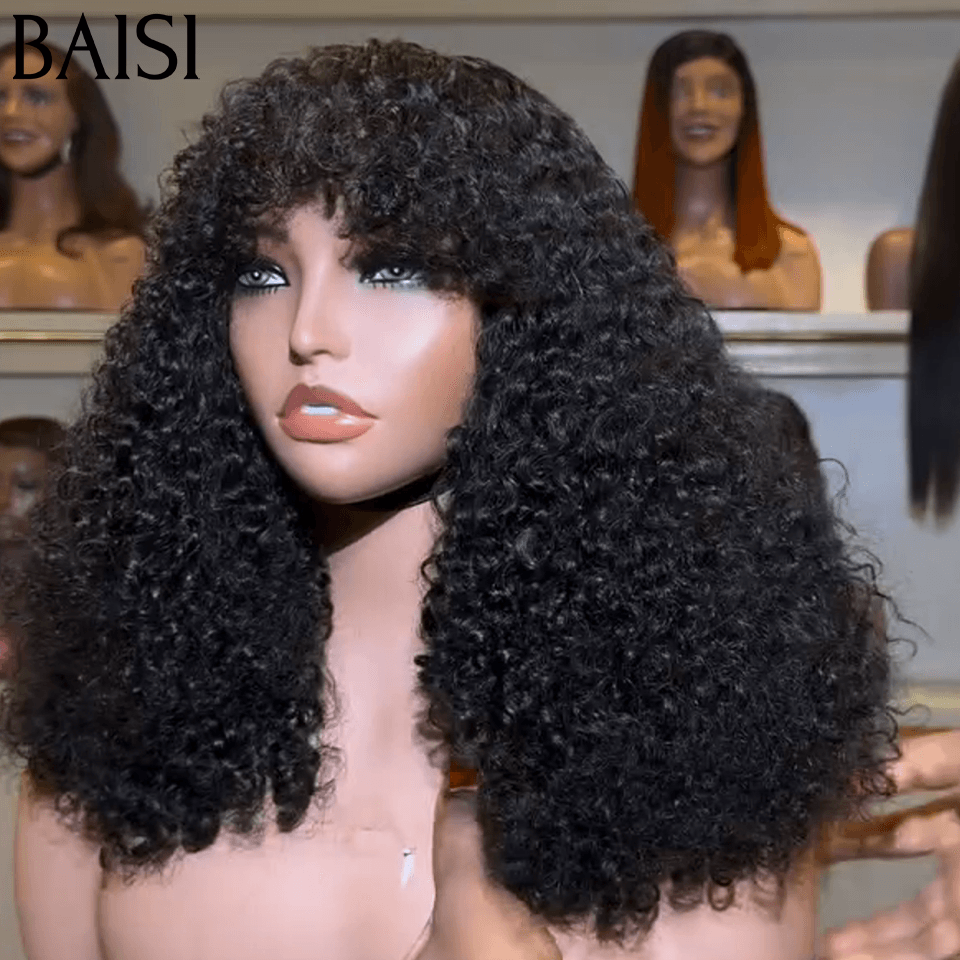 BAISI 300% Volume Grande Renda Frontal 13X6 Peruca Encaracolada 20 Polegadas em Cabelo 100% Humano