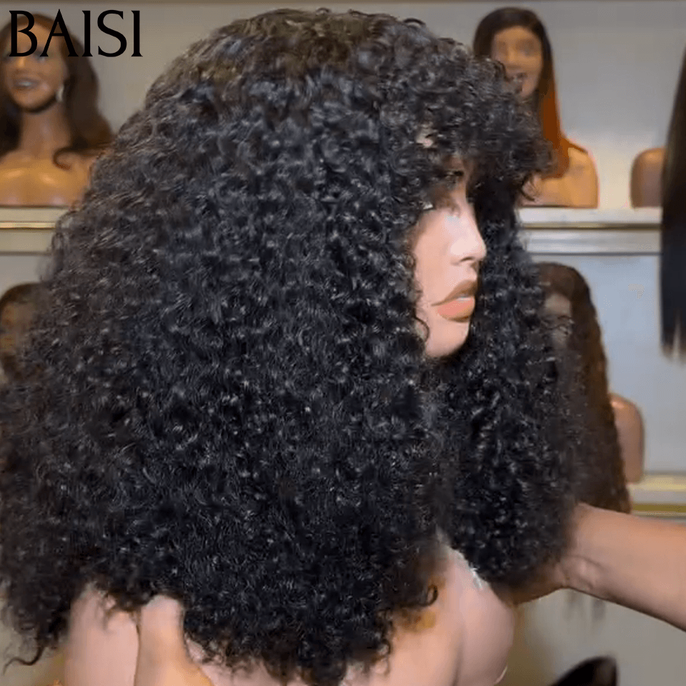 BAISI 300% Volume Grande Renda Frontal 13X6 Peruca Encaracolada 20 Polegadas em Cabelo 100% Humano