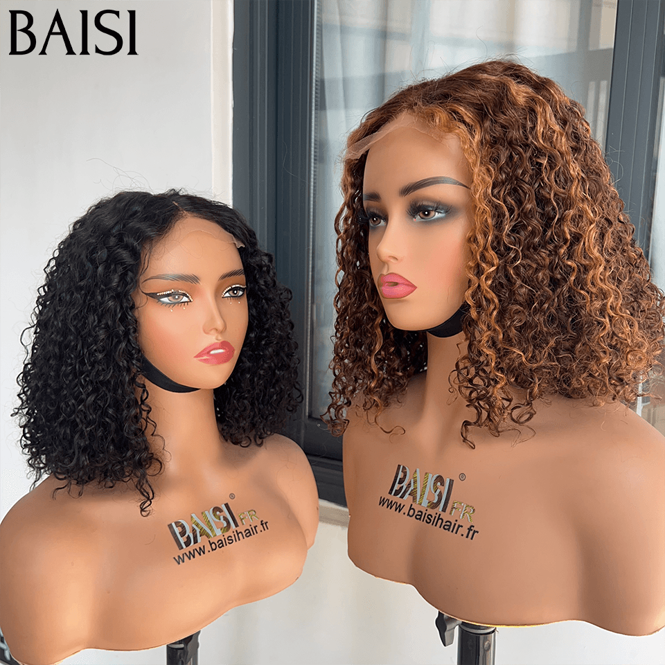 BAISI 2 Wigs WITHOUT glue Body wave and curly wave to resell €275 18 inches in 100% real human hair VIP100