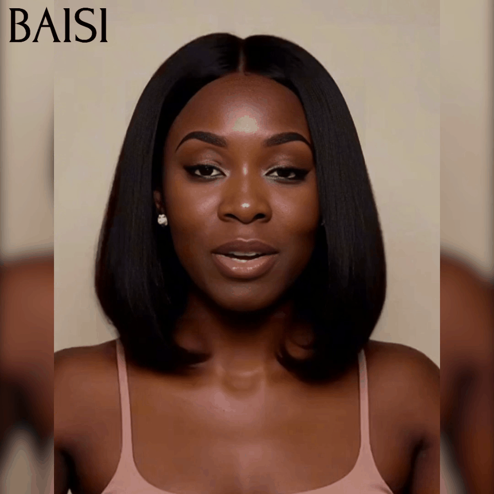 BAISI Perucas 10 polegadas Raw Hair 13x4 Lace 76€ ou de Luxo 100% Cabelo do Vietname 2X6 Lace Peruca BOB Preta Lisa Cabelo do Vietname 250% densidade, mais de 20 anos de uso B