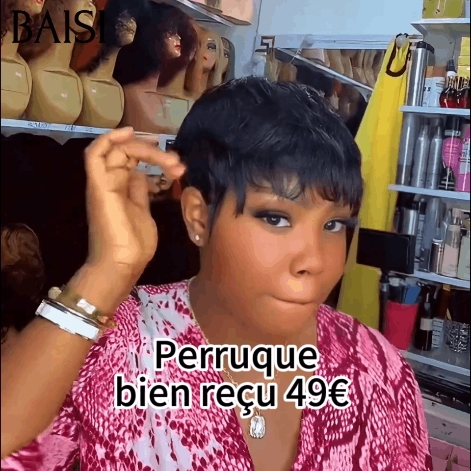 BAISI Grande Promo petite coupe fabriqué à la machine en 3 couleur NOIR 1B# ou bordeaux 99J# ou miel 27# En 100% Cheveux Humains #026 FR38
