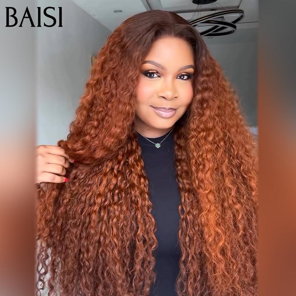 Peluca de encaje Frontal de encaje BAISI 13x4 onda profunda rizada en Color marrón #4 #30