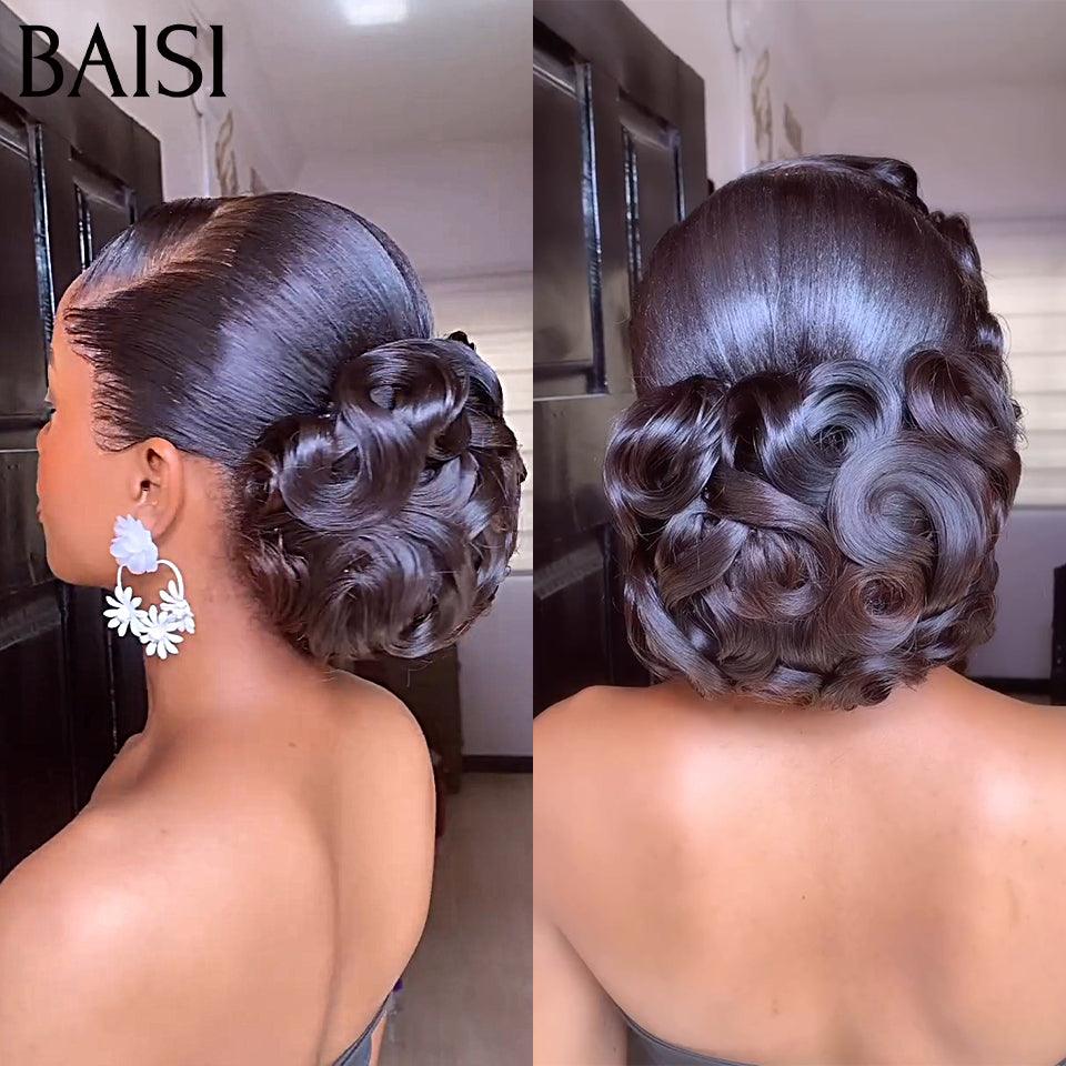 BAISI Coiffure de luxe Angèle Perruques Mariage Prête à porter chignon et personalisation comme sur la vidéo 100% identique avec lace frontale pour mariage ou événement spécial BS120