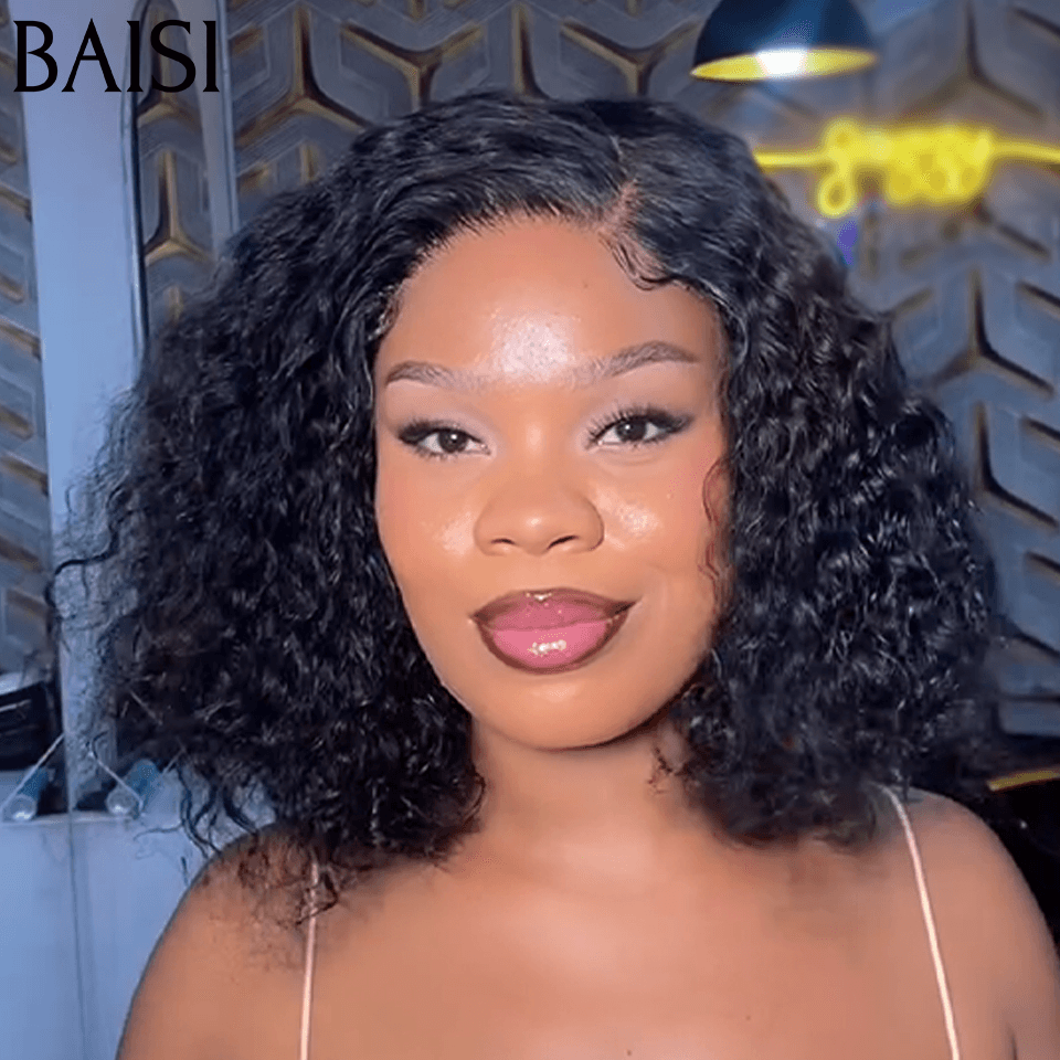 BAISI 100% Le Même Perruque Sans Colle 13X4 Curly Noir 10 Pouces 99€ en 100% Cheveux Humains