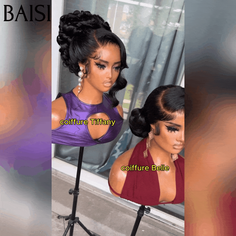 BAISI Coiffure de luxe Tiffany & Bella Perruques Mariage Prête à porter chignon et personalisation comme sur la vidéo 100% identique avec lace frontale pour mariage ou événement spécial BS120