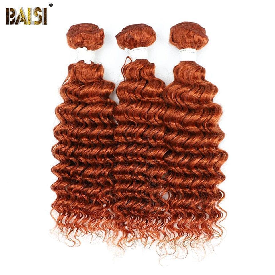 BAISI 12A Tissage Mèche 3 boules orange 350# En 100% Cheveux Humains curly wave