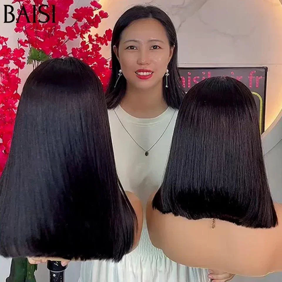 BAISI 13X4 Perruques de Luxe Lisse bob 15A SDD BONE STRAIGHT 250% densite 100% Viêtnam Hair