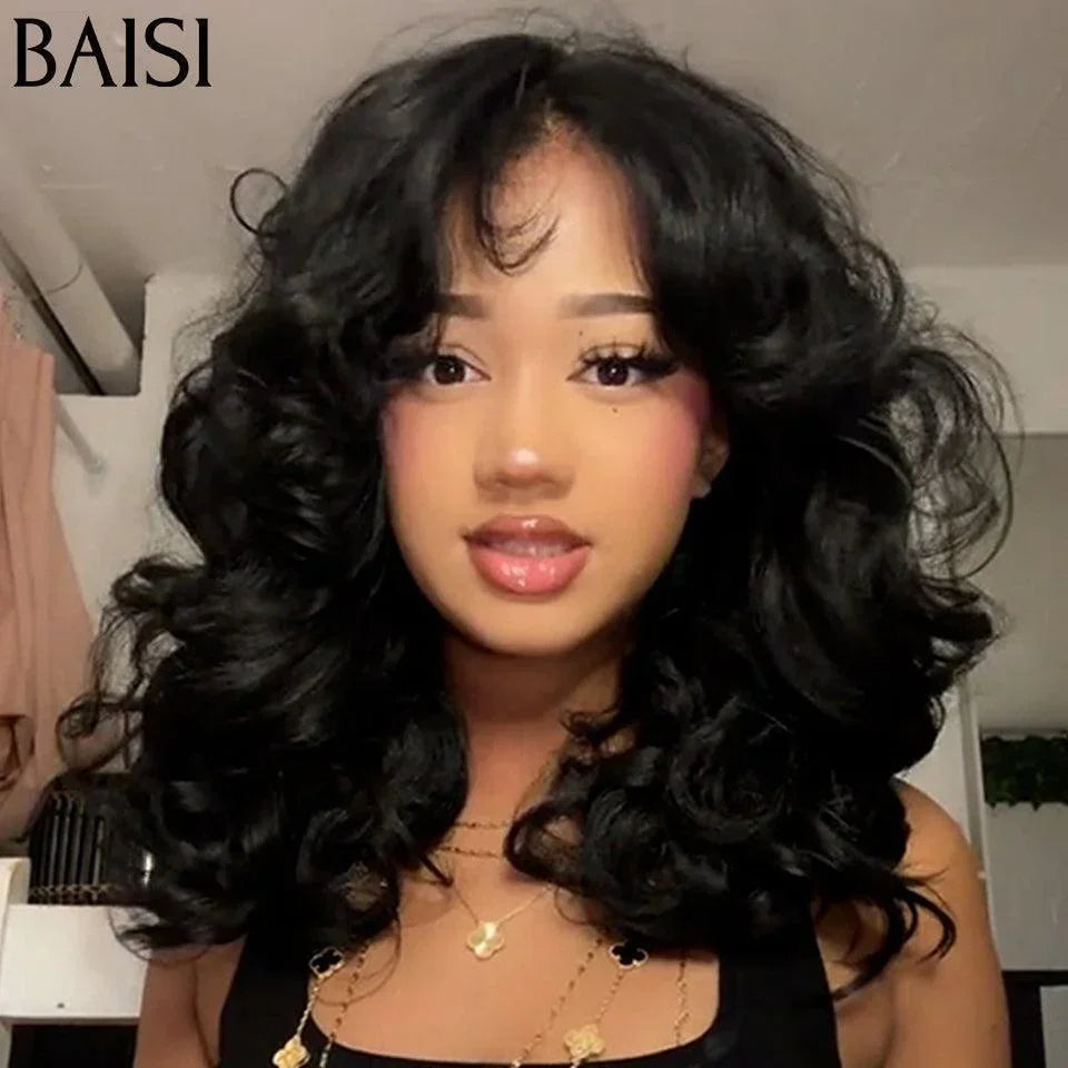 BAISI Offre Flash 13X4 Perruques de Luxe loose Wave 20 pouce en France TVA 0€ en Couleur NOIR 300%densité A1 Fabriquées par les cheveux double drawn mèches vièges volume en 100% Cheveux Humains FR20